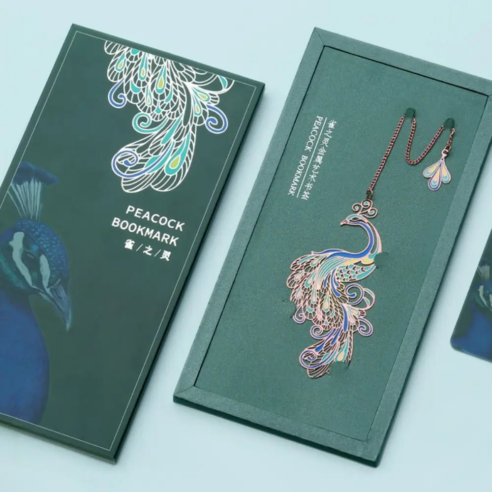 Peacock Book Clips Book Lover Good Luck Chinese Style Metal Bookmark Reading Bookmark Tassel Pendant Bookmark Book Page Marker