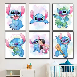 Lilo & Stitch Watercolor Posters Disney Nursery Print Lilo and Stitch Graffiti Wall Art Canvas Painting Kids Room Wall Art Decor