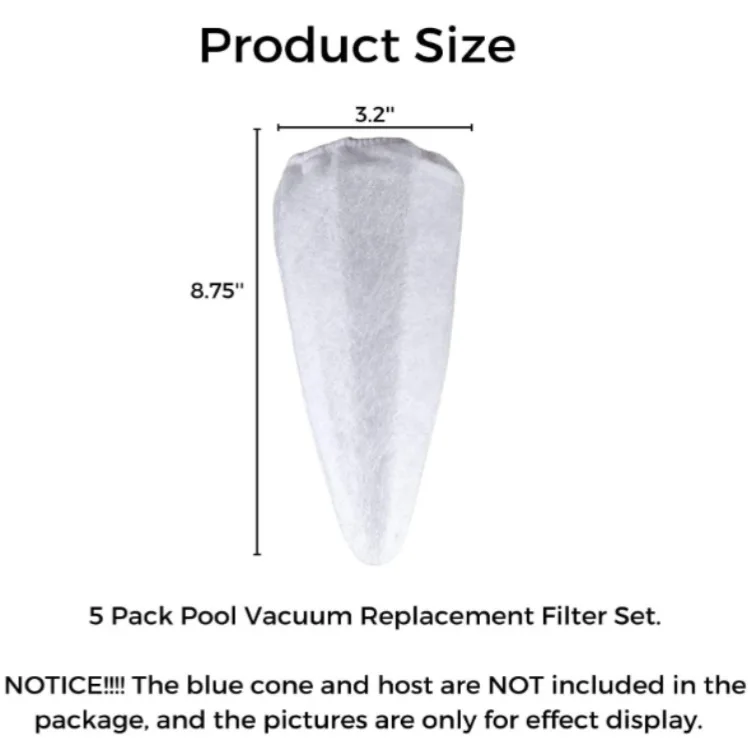 5 Pack Vacuum Filter Cotton Replacement For Swimming Pool Shock Wave Cleaning Bag Eclipse