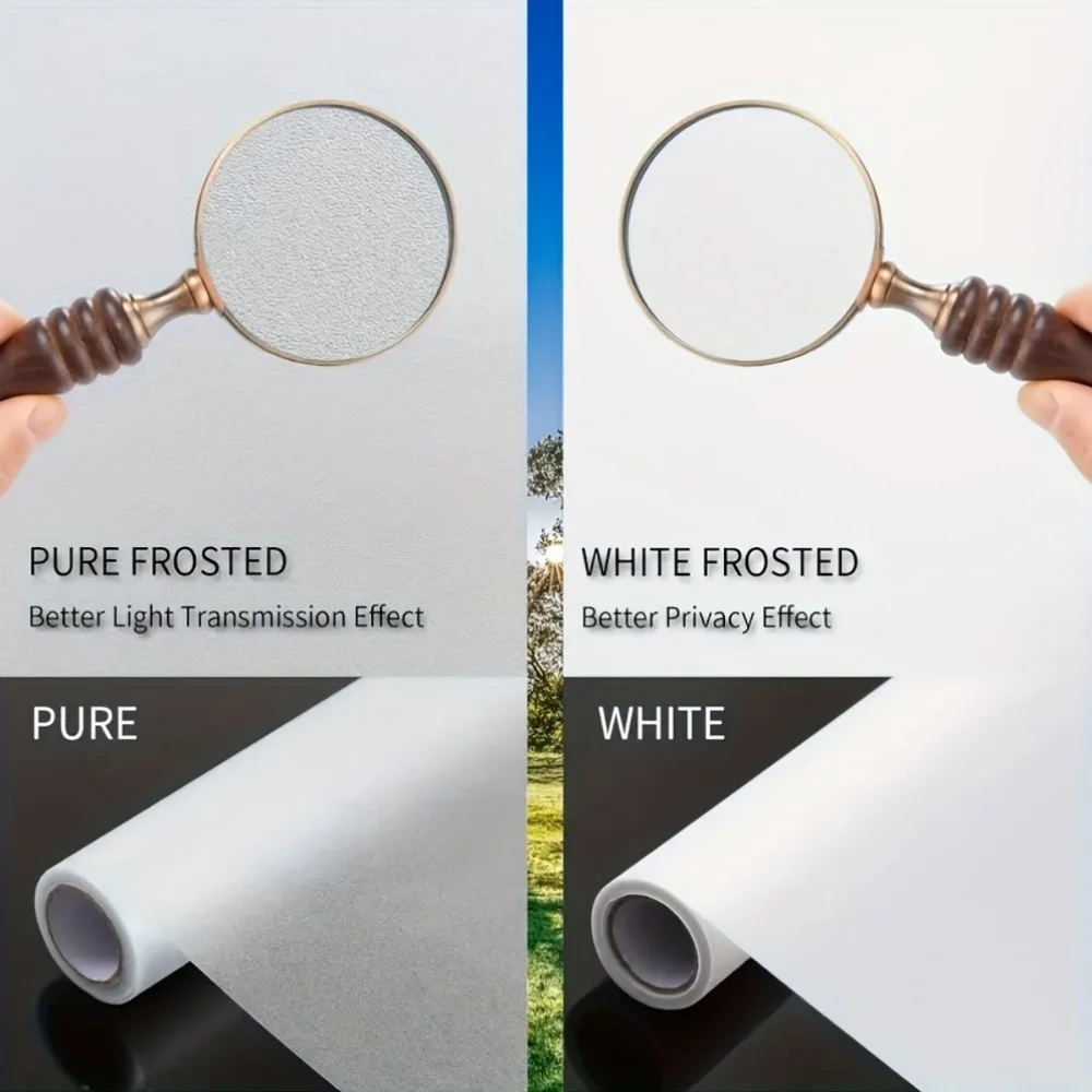 Frosted Privacy Window Film Static Cling No Glue Easy Install UV Protection Waterproof for Home Bathroom Kitchen Office Glass