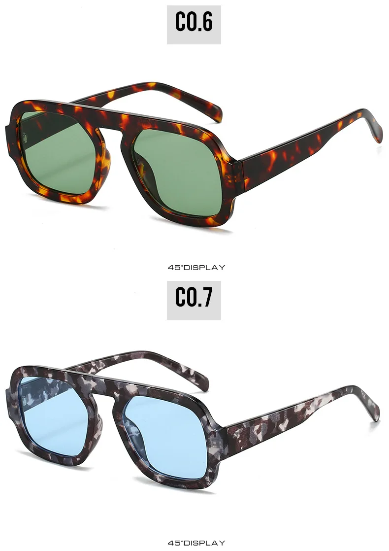 SO&EI Retro Quadratische Sonnenbrille Frauen Mode Gradient Shades UV400 Männer Punk Blau Grün Sonnenbrille – Detail 10