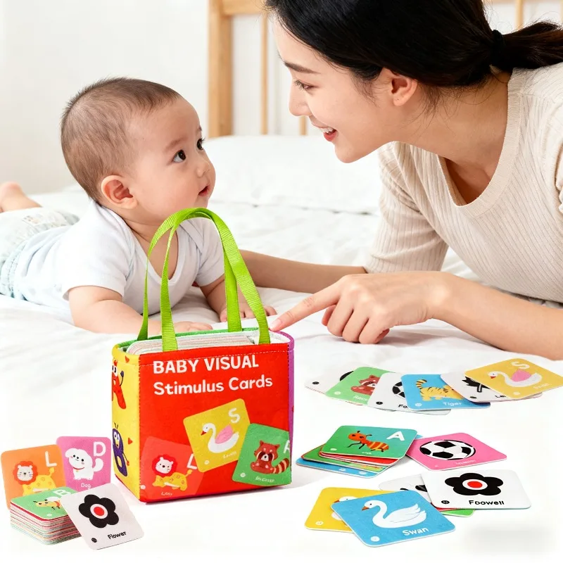 Karty edukacyjne dla niemowląt do nauki rozpoznawania liter, książeczka edukacyjna dla dzieci w wieku 0-1 roku, zabawka edukacyjna dla dzieci, karty materiałowe.