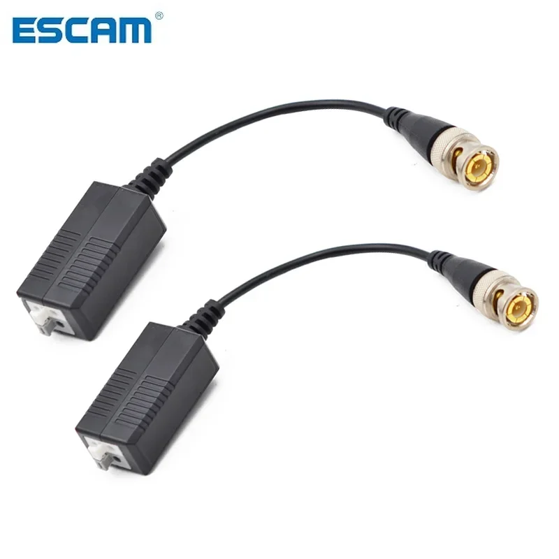 Escam-utpビデオ転送アダプター,2個,距離3000フィート,ツイストcctv,パッシブケーブルbnc,cat5