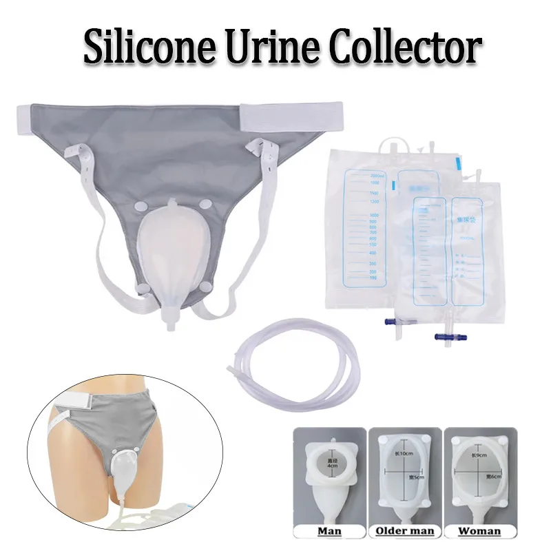 Silicone Urine Collector Adults Urinal With Urine Catheter Bags Reusable Urine Collector Pants