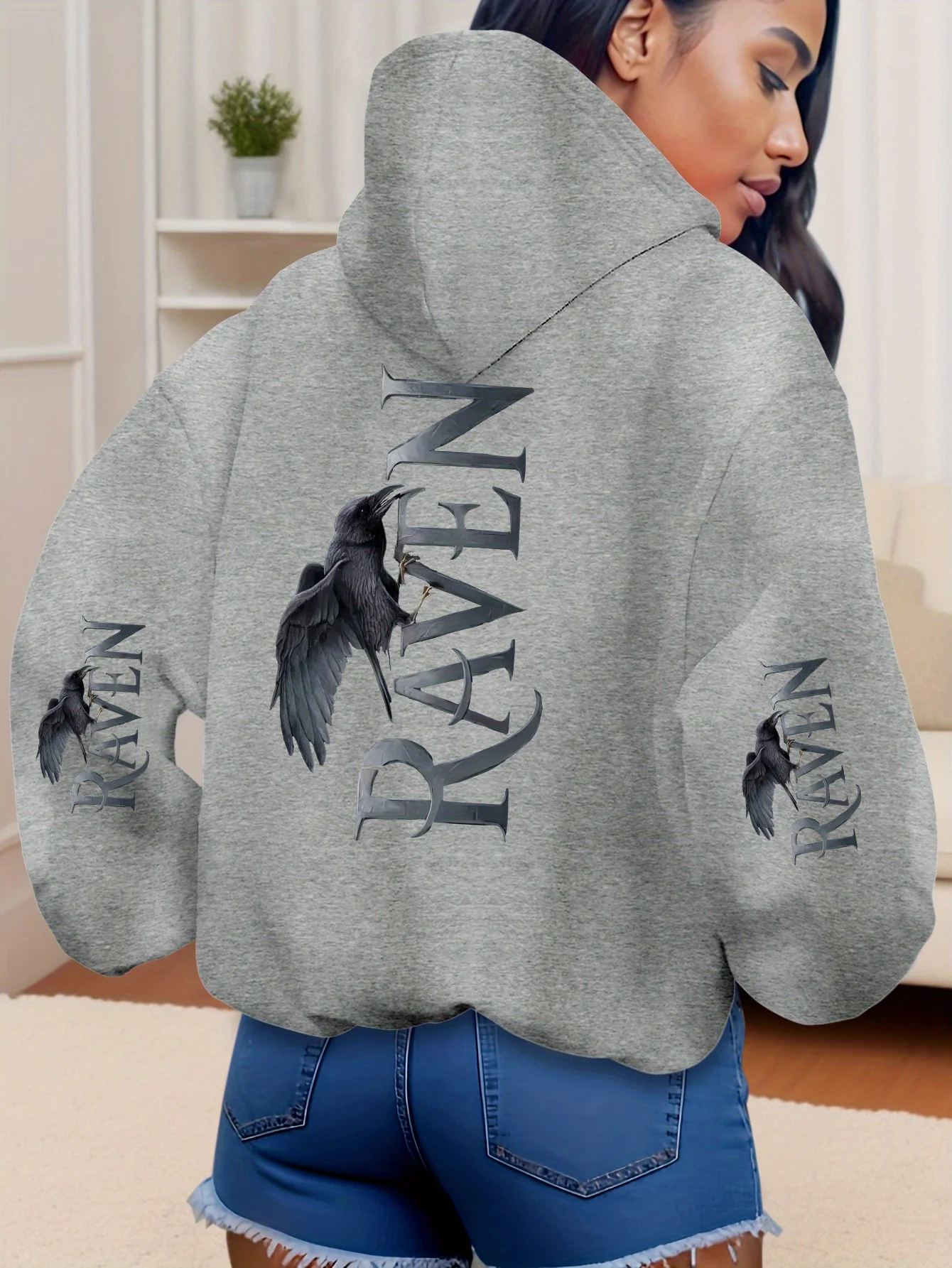 Women‘s Letter Print Hoodie Unisex Autumn Winter Fleece Oversized Hooded Everyday Outdoors Hoodie for Any Occasion