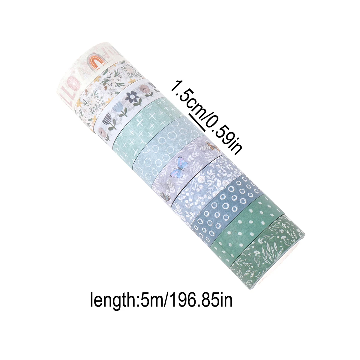 10ロール、植物の花の和紙テープ、ホリデーDIYフォトアルバムグリーティングカードギフトボックスの装飾、絶妙な装飾に最適