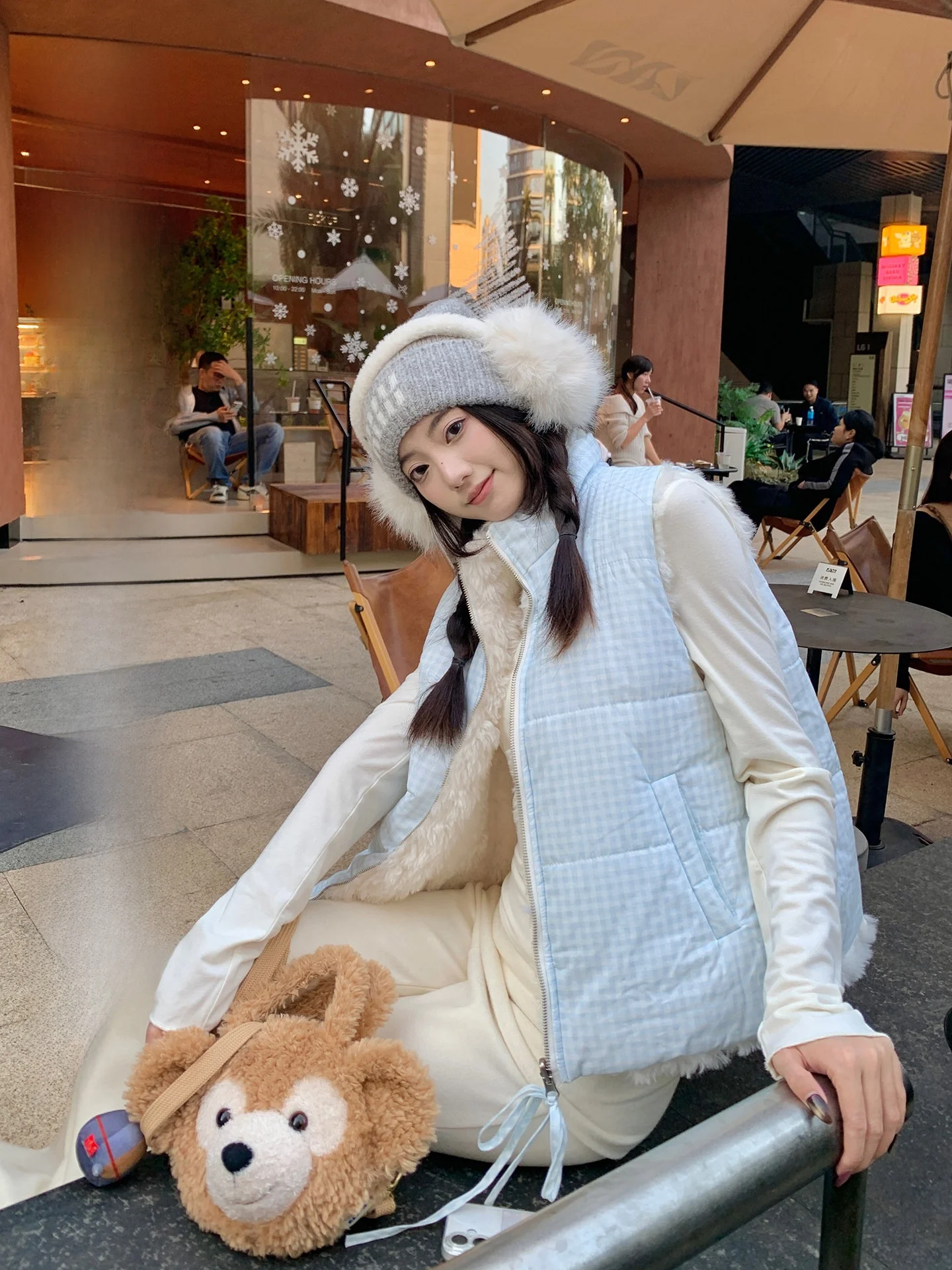 

Женская хлопковая жилетка Cheese Rabbit, свободный крой, на молнии, теплая верхняя одежда, для школы и повседневной носки, в корейском стиле, однотонная