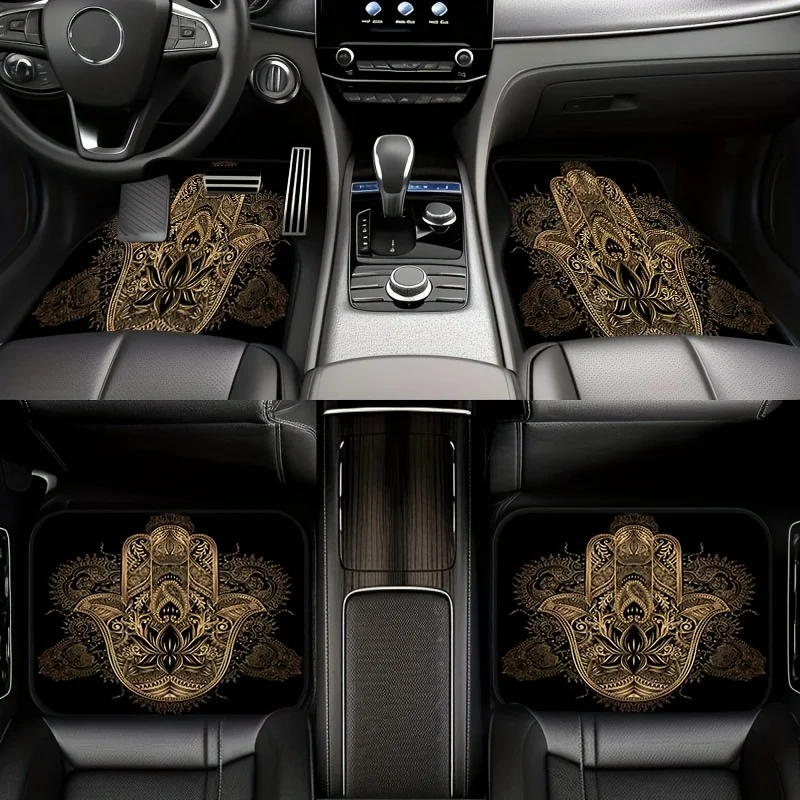 

1 Set Of 5 Original Mandala Car Floor Mats And Trunk Mats, Durable Polyester Car Accessories, Suitable For All Models, Increase