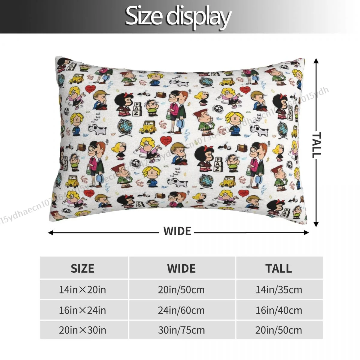 Her Characters Printed Pillow Case Mafalda Quino Comics Backpack Cushions Covers Breathable Home Decor Pillowcase