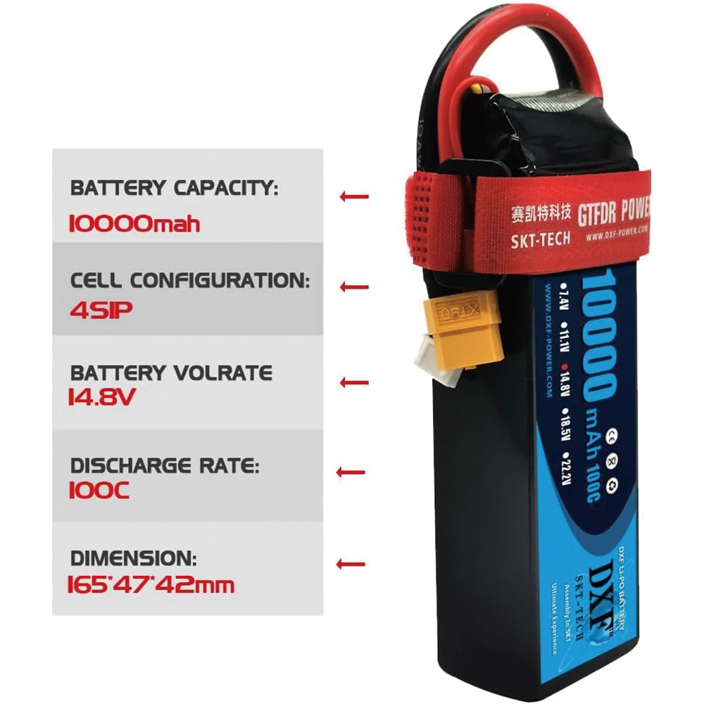 1/2 pz DXF 4S 6S Lipo 14.8V 15.2V 22.2V batteria 8400mAh 8000mAh 9200mAh 10000mAh 7000mAh 6500mAh 6200mAh 5200mAh per RC Car Part