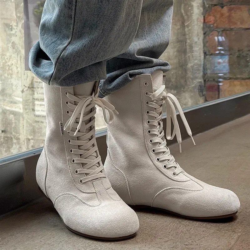 Men Boots High Top Flat Bottomed Long Boots Man Solid Color Anti Suede Anti Slip Comfortable Classic Denim Boots for Men