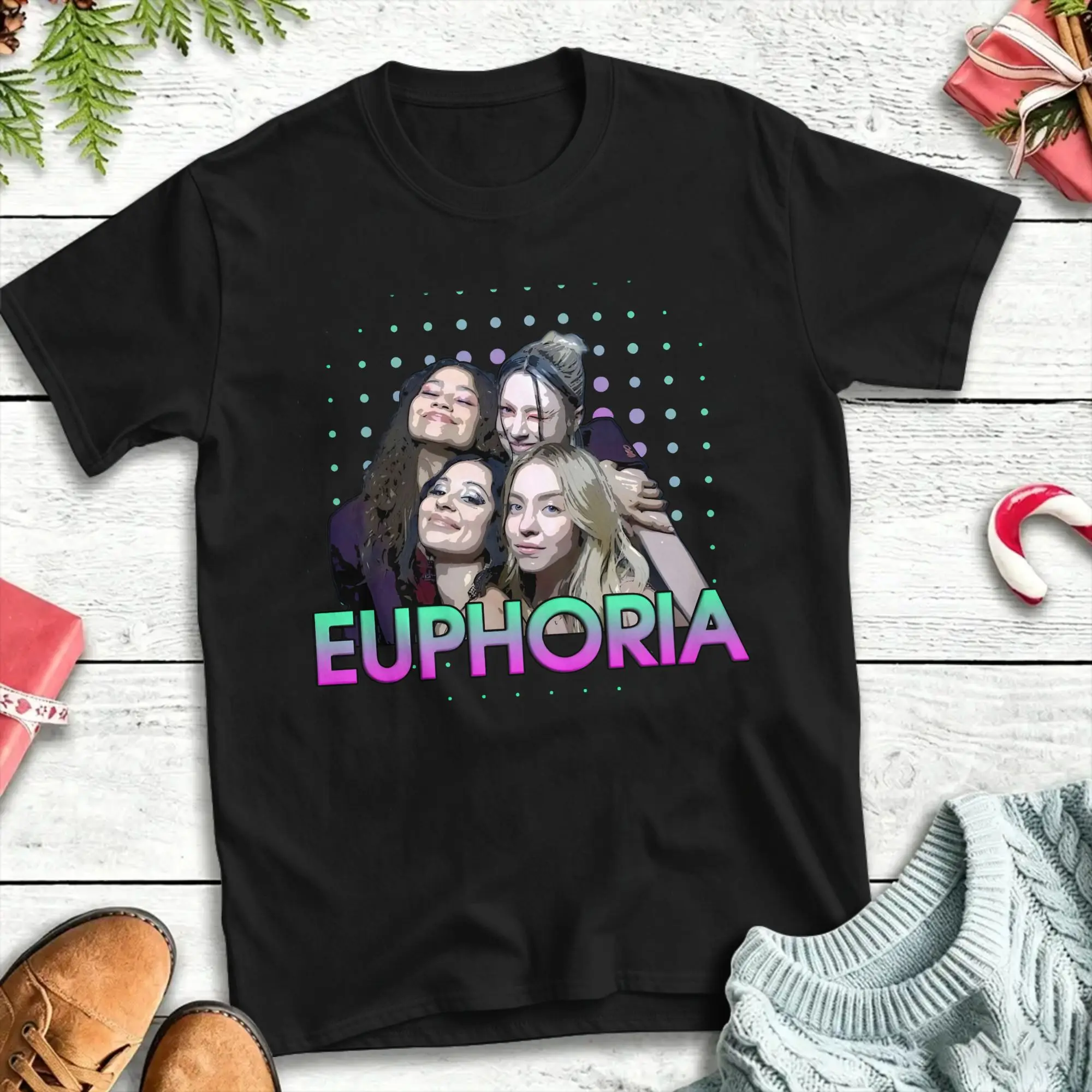 T-Shirt à manches courtes pour homme, 100 coton, col rond, grande taille, tendance, série Euphoria Maddy Perez