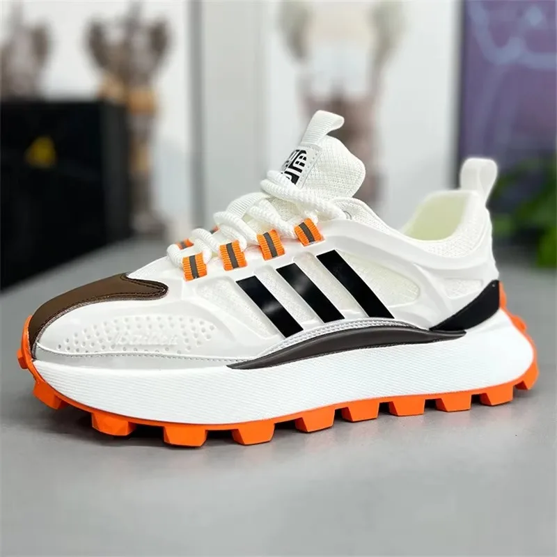 Men's Color Matching Sports Casual Shoes Ultra-light Mesh Breathable All-match Personality Dad Shoes Thick-soled Lace-up Shoes