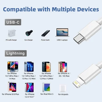 適用於蘋果 iPhone 的 PD 30W 快速充電線,Type-C 轉 Lightning 線,適用於 iPhone 14/13/12/11 Pro Max/X/XS/XR/8,以及 iPad 和 Macbook。 10 最佳銷售 iPad充電器 - №7