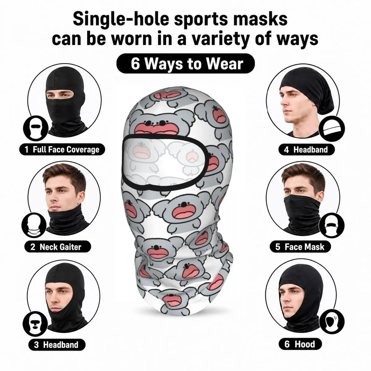 Animal Meme Koalas Breathable Thin Balaclava Full Face Mask Sun Protection Neck Gaiter For Motorcycle Cycling Fishing Outdoor - view 5