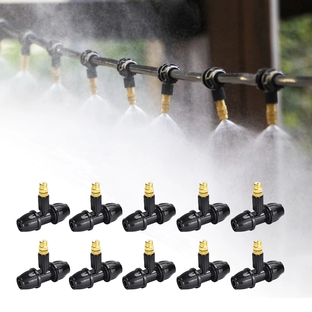 10Pcs Outdoor Misting Cooling System Garden Irrigation Watering Brass Atomizer Nozzles for Patio Greenhouse