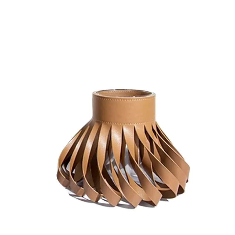 

Creative leather glass vase, sales office living room coffee table dining table straight flower ornament
