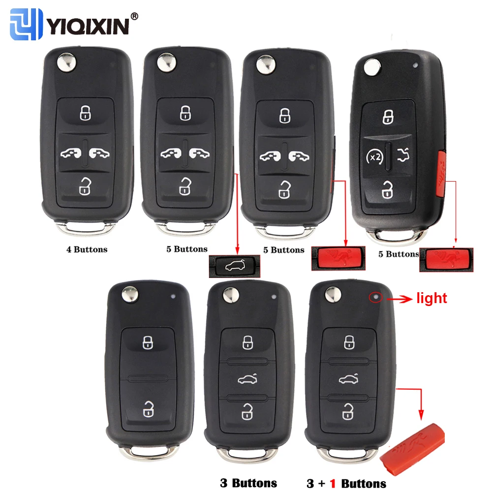 YIQIXIN-Flip Car Key Shell, Volkswagen Sharan, T5 Multivan, Caravelle, Assento, Golfe, Sagitar, Polo, MK6, Tiguan, Touareg, Passat