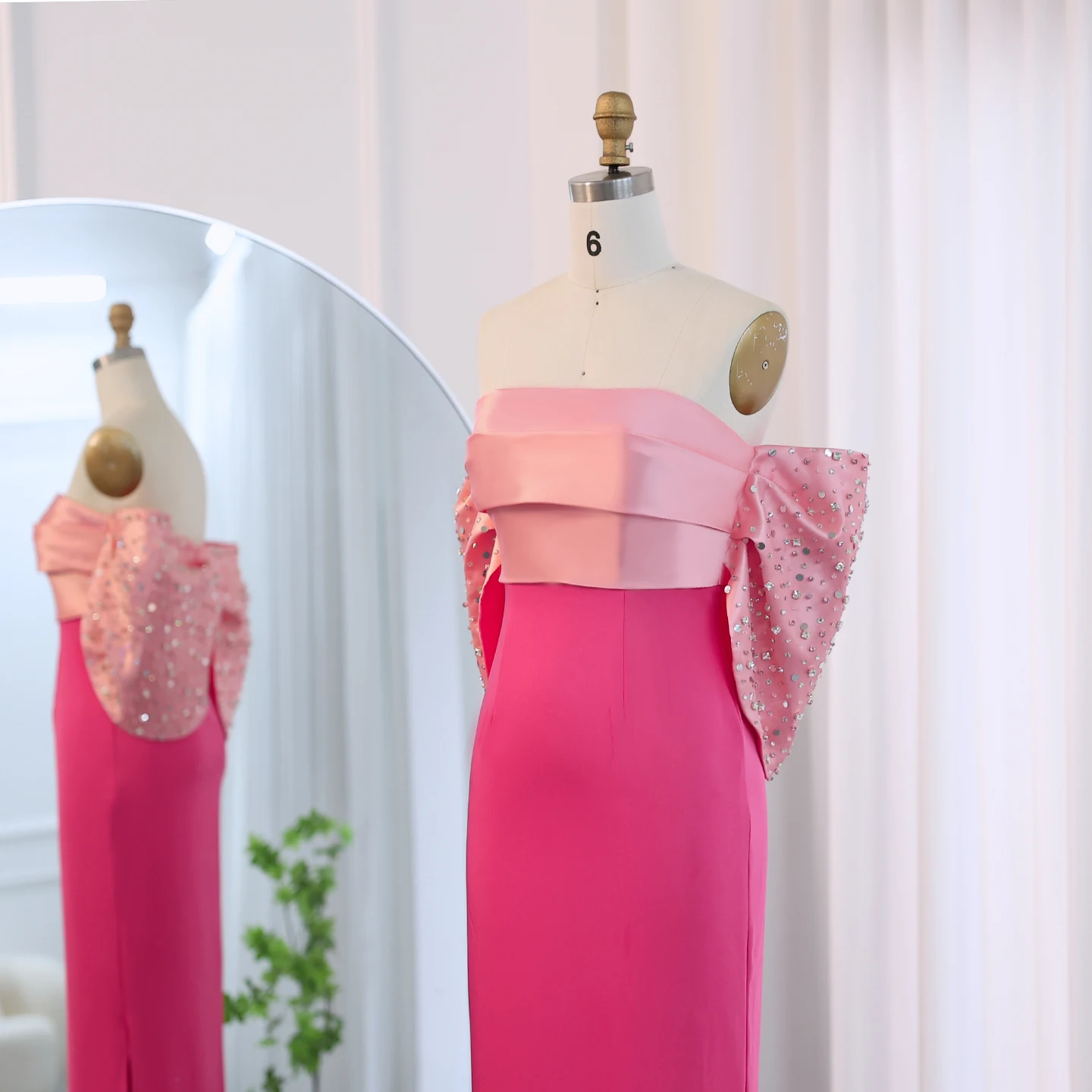 Sharon Said Elegant Pink Off Shoulder Evening Dress Sheath Ankle Length Sequins Women Wedding Party Gowns SF022 Customized