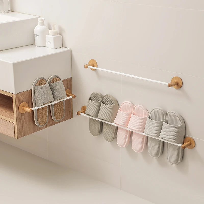 Bamboo Baijia Wall-mounted Shoe Rack Wall Door Rear Slipper Rack Toilet Punch-free Shoe Rack Storage Rack