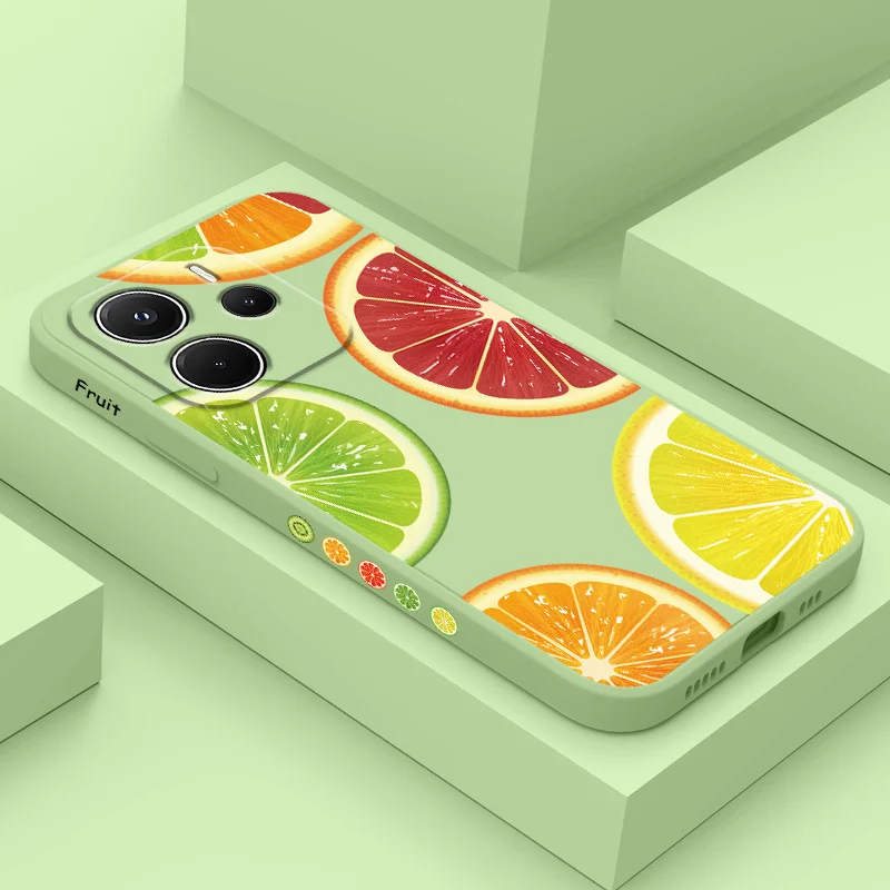 

Colorful Fruits Phone Case For Xiaomi Redmi Note 14 13 12 12S 11 11S 10 10S 15 15C 14C Pro Plus 4G 5G Liquid Silicone Cover