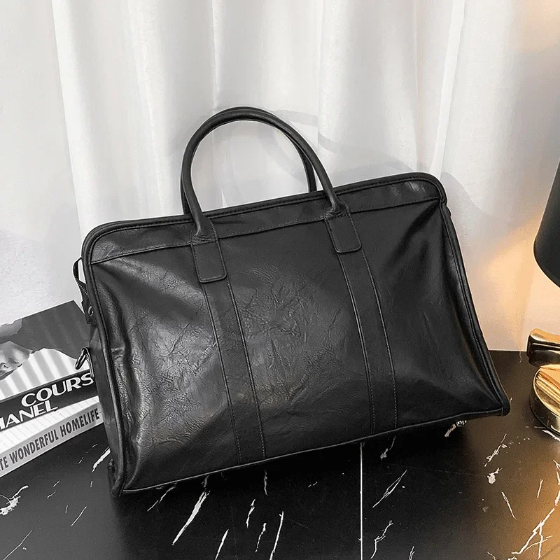 Business Trip Top-Handle Bags Men Leather Messenger Shoulder Bag Men Large Capacity Travel Handbag Bag Briefcase Male Totes Bag