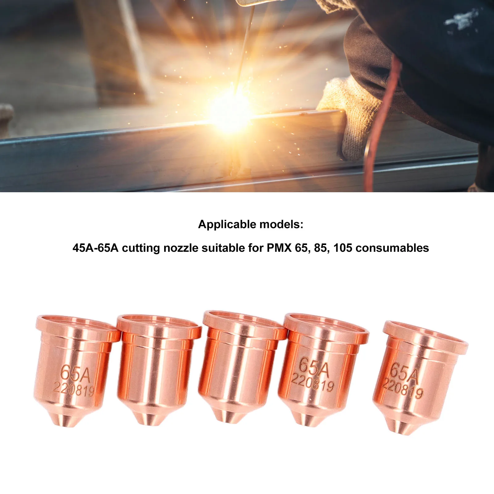 5Pcs Plasma Electrode Tip Brass 220819 Plasma Electrode Tip Set for PMX 65 85 105 65A