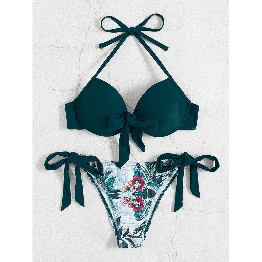 Bloemenprint String Bikini Sets Sexy Push Up Braziliaanse Biquini Badpak Twee Stukken Badmode Vrouwen 2025, Badpakken Strandkleding