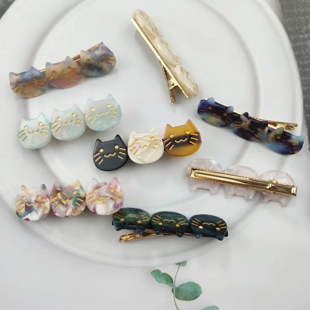 Cute Cat Acetic Acid Hair Clip For Women Girl Children Side Clip Bangs Clip Cat Hairpin Duckbill Clip Girls Hair Accessories