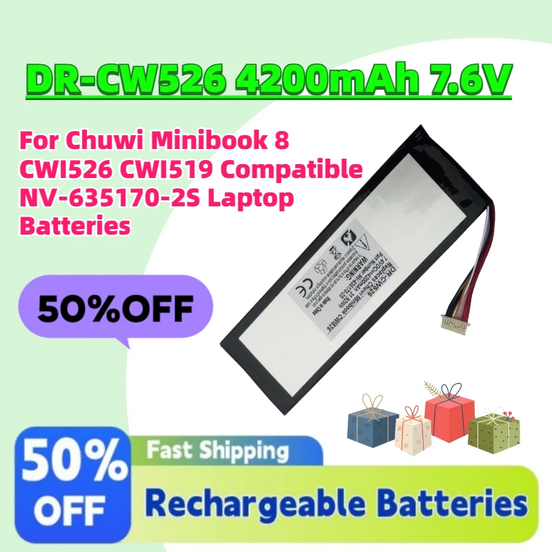

Upgrade DR-CW526 4200mAh 7.6V Replacement Battery For Chuwi Minibook 8 CWI526 CWI519 Compatible NV-635170-2S Laptop Batteries