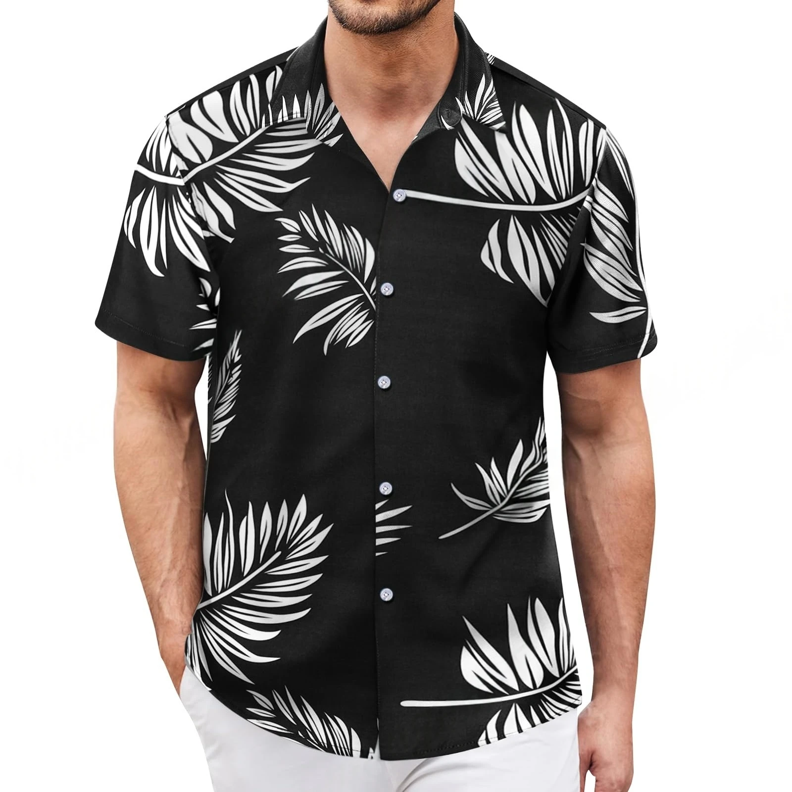 

Summer Tropical Plants 3D Print Men's Short Sleeve Shirt Hawaiian Floral Button Shirt Casual Shirt Shirt Loose Men's Clothing