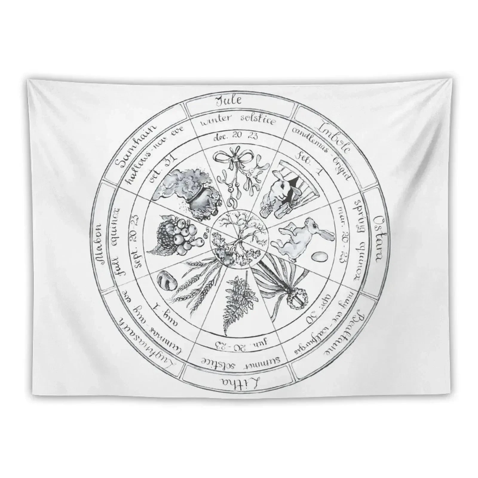 

The Wheel of the Year - seasons' wheel Tapestry Decoration For Bedroom Custom Tapestry