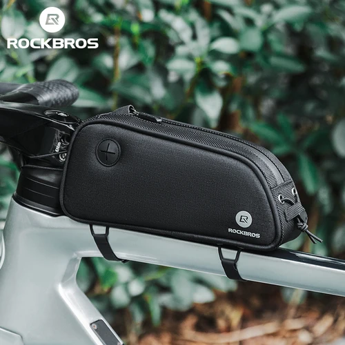 ROCKBROS-bolsa para bicicleta de 1,3 L, bolsa para tubo frontal, ultraligera, de gran capacidad, para ciclismo de montaña y carretera