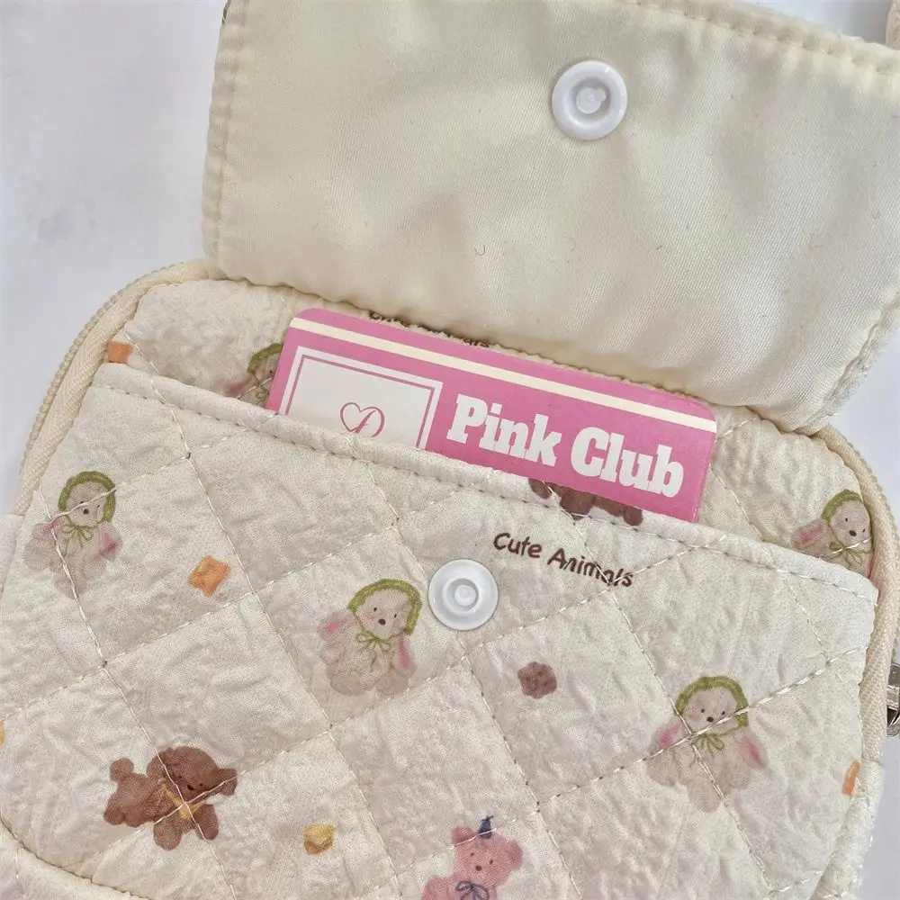 Flower Floral Coin Purse Pinted Korean Style Small Makeup Lipstick Bag Large Capacity Card Holder Mini Canvas Storage Bag