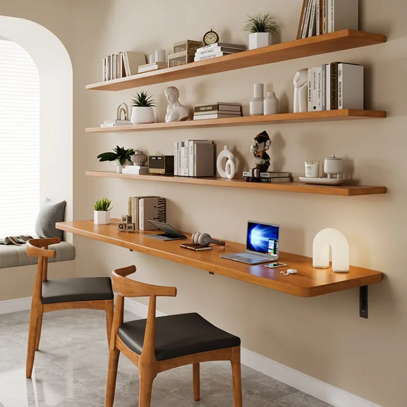 Modern Creative Floating Desk Nordic Minimalist Bedroom Dormitory Wall Mounted Computer Desk Solid Wood Home Furniture FYFD