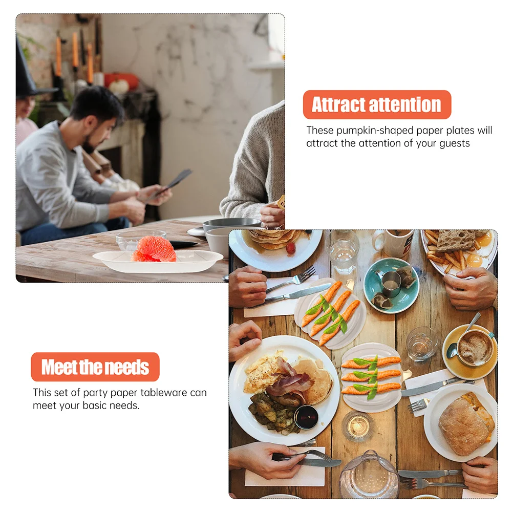 

30 Pcs Party Plate Dessert Plates Holiday Paper Halloween Bulk Pumpkin Pumpkins