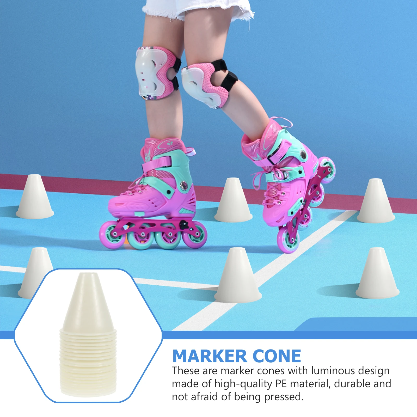 

1 Set Of Luminous Roller-Skating Marker Cones Windproof Training Obstacle For Kids Adults Outdoor Practice Hollow Design
