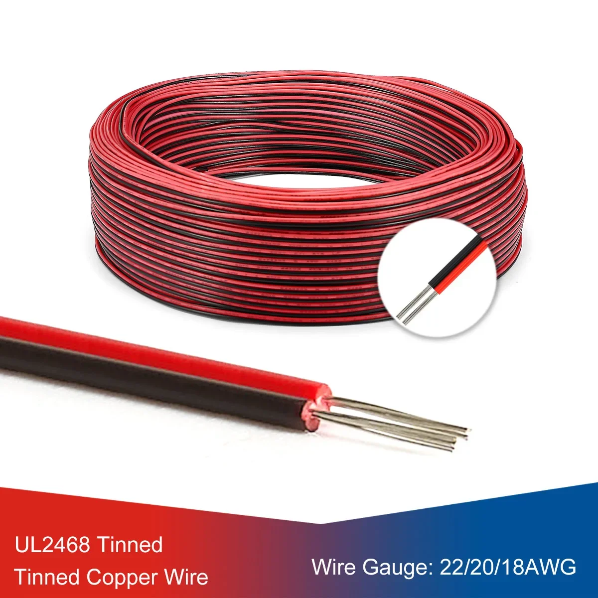 

100-300M LED Extension Cable 2 3 4 5 6 Pin 12V Red Black Cables 22 20 18 AWG Gauge Wire For RGBWW WS2811 WS2812B 5050 LED Strip