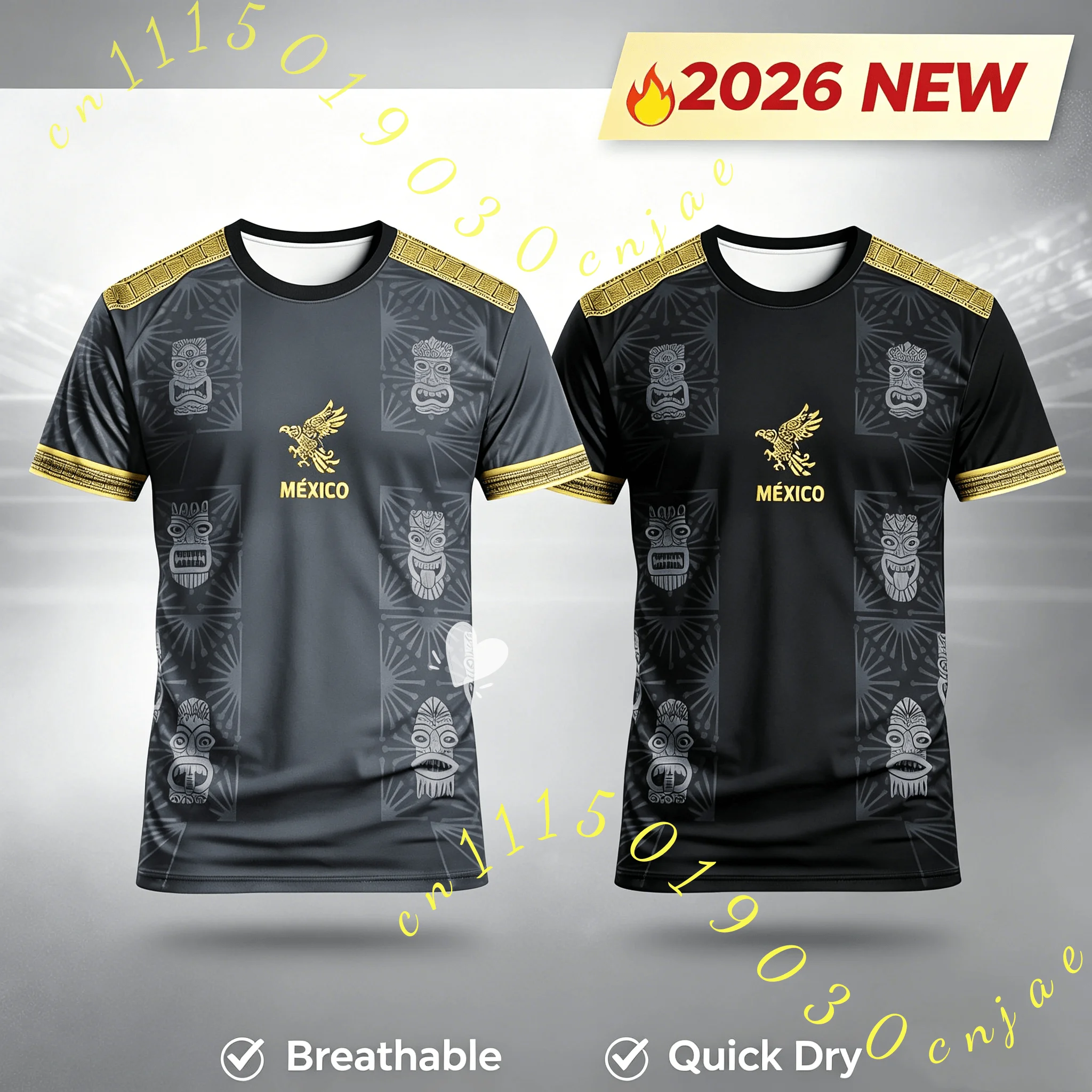 Summer Men's Mexico Soccer Jersey Short Sleeve T-Shirts Totem Aztec Eagle Print Casual Breathable Fan Tops Women Short Sleeve