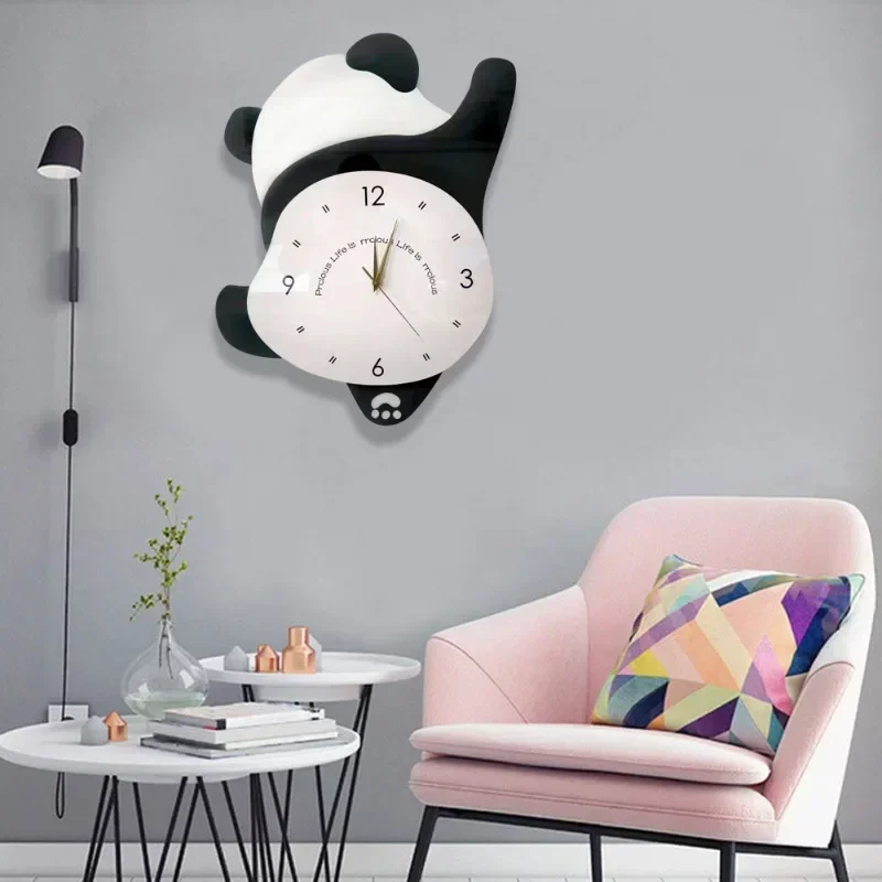 Panda Rocking Wall Clock Creative Family Wall Watch Decoration Cartoon Wall Clock