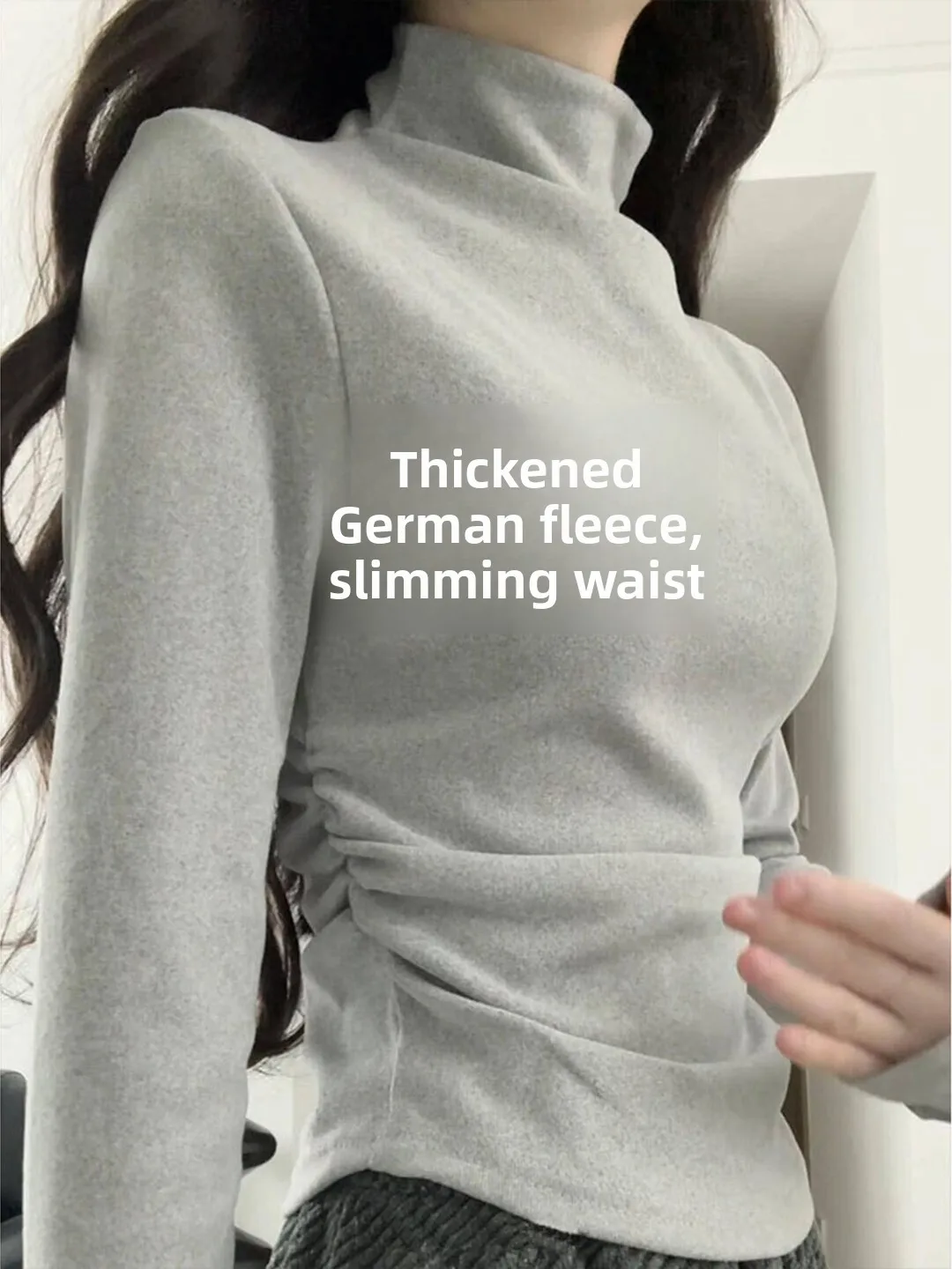 

Chic Korean Style Long Sleeve Velvet T-Shirt Women's Autumn Winter Slimming High Neck Base Shirt Commute Casual Soft Comfortable