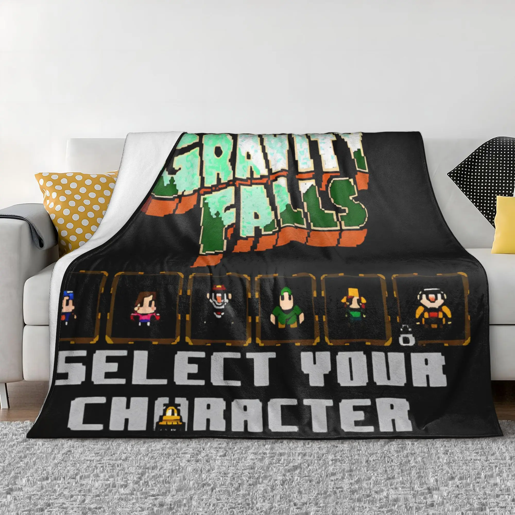 Gravity Falls Character Select Screen Flannel Blanket Dipper Mabel Vintage Throw Blankets Bed Sofa Couch Quilt Lightweight Thin