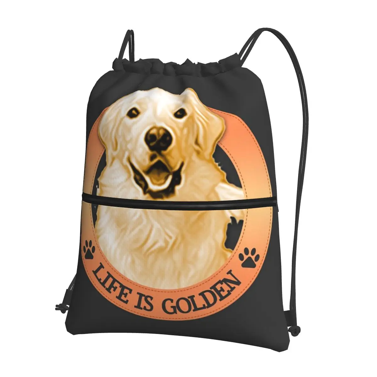 

Life Is Golden Retrievers Backpacks Fashion Drawstring Bundle Pocket Storage Bag Book Bags for Man Woman School