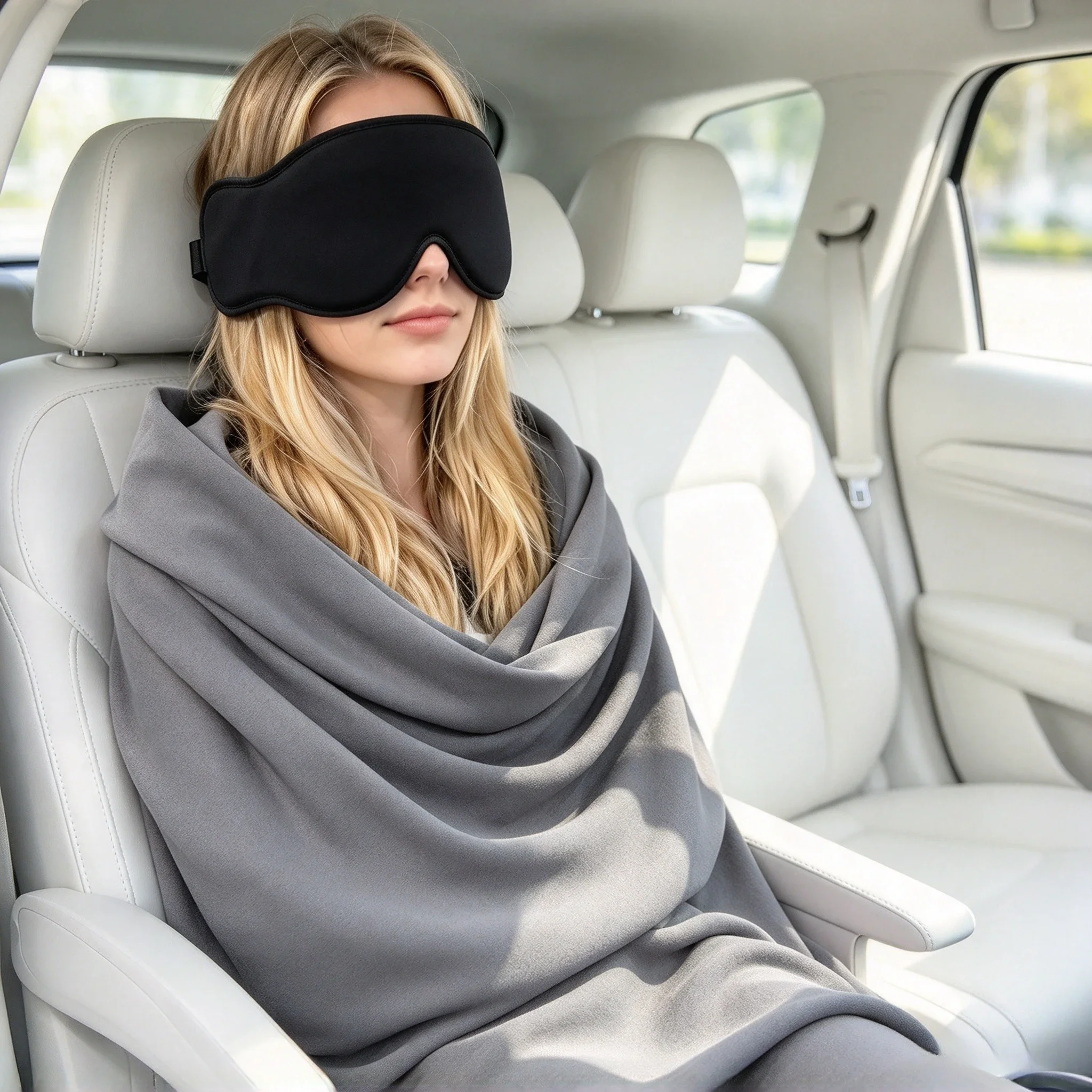 3 In 1 Travel Neck Pillow Headrest With Eye Mask Adjustable Airplane Sleep Mask Long Flight Travel Comfort Support