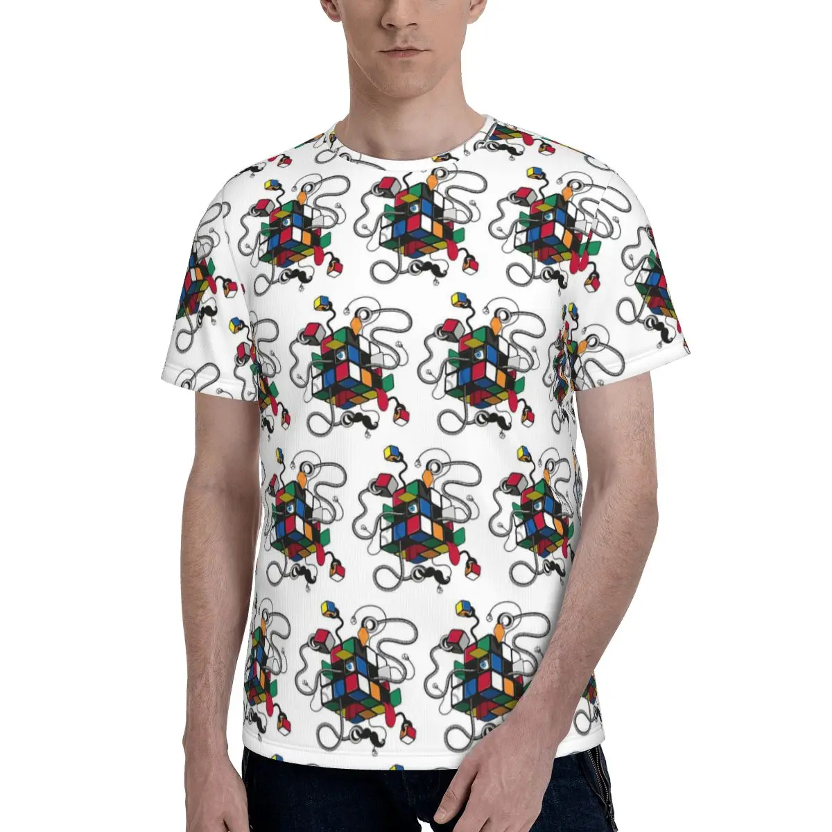 Rubix Rubiks Rubics T-Shirt for Men Cotton T Shirts Men's Tees Short Round Neck Summer Clothes Tops