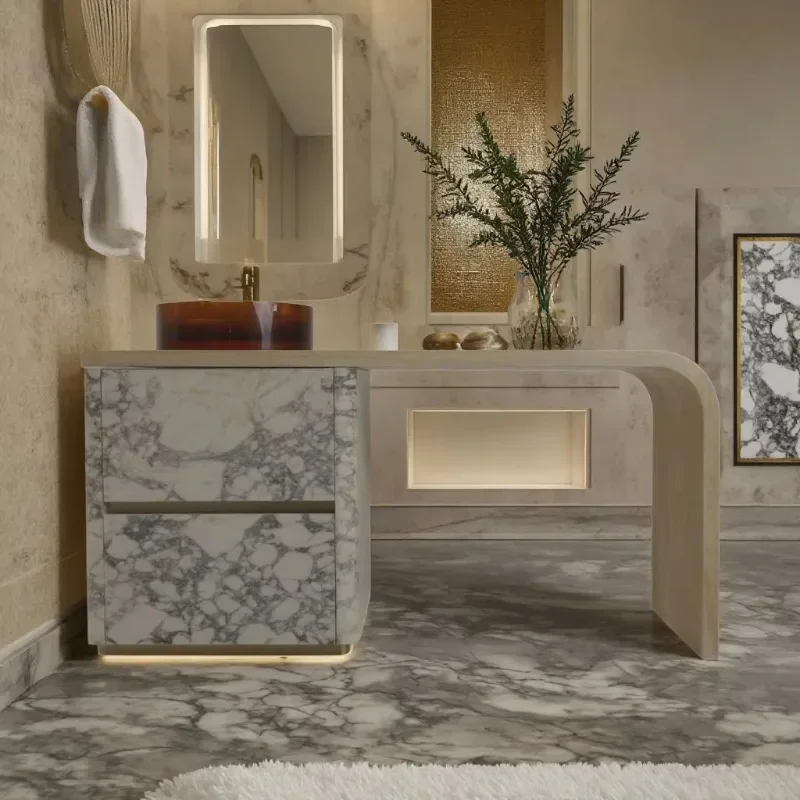 Luxury modern marble bathroom vanity, luxury bathroom cabinet sink set with modern features