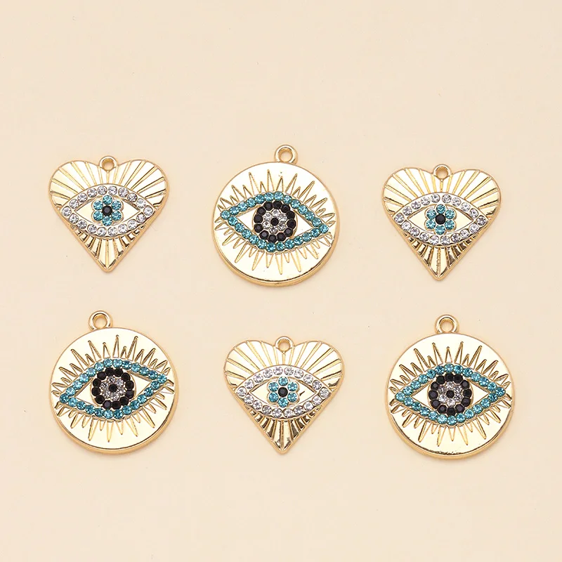 

10Pcs Fashion Turkish Evil Eye Charms Alloy Zircon Pendants for Jewelry Making Necklace Earrings Supplies DIY Craft Accessories