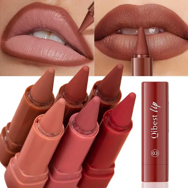 مجموعة أقلام تحديد الشفاه المدببة ماتي الأحمر البني المخملية أحمر الشفاه دائم مقاوم للماء غير لزجة الكنتوري لون قلم تحديد الشفاه ماكياج الشفاه