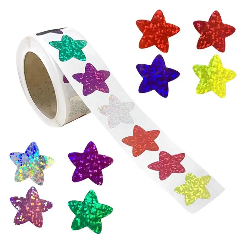 Pegatinas autoadhesivas con purpurina para niños, pegatinas de comportamiento para profesores, aula, recompensa escolar, planificador de guardería, 500 piezas