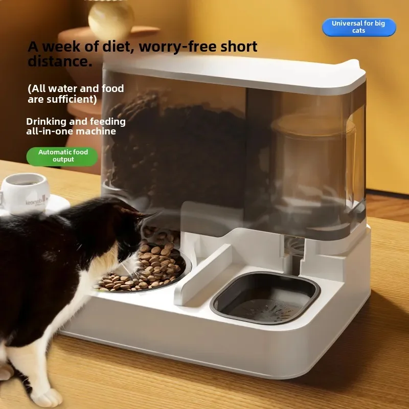 Dog feeder pet automatic feeder dog bowl water dispenser integrated cat food basin ceramic cat drinking water dog food container image 3